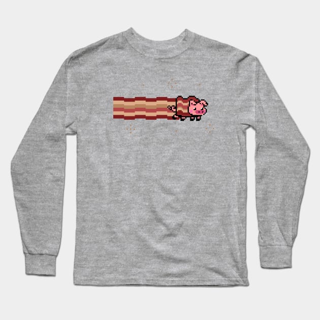 Pig Bacon Pixel Long Sleeve T-Shirt by vo_maria